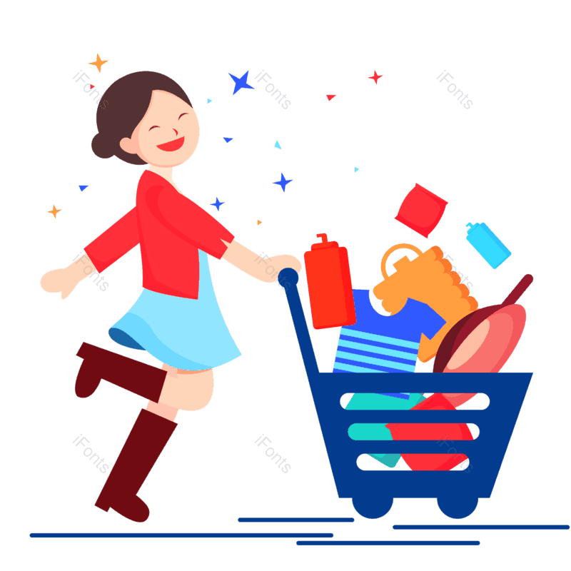 女孩图片,购物女孩元素,购物车PNG,免抠素材